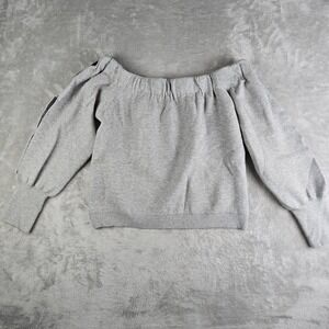 Good American Sweater Womens 5 Gray Off The Shoulder Long Sleeve Pullover Casual
